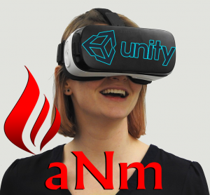 Woman with virtual reality headset on