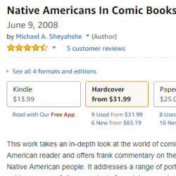 Amazon screen capture of Native Americans in Comic Books