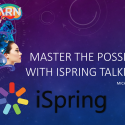 iSpring TalkMaster session title slide at DevLearn 2016